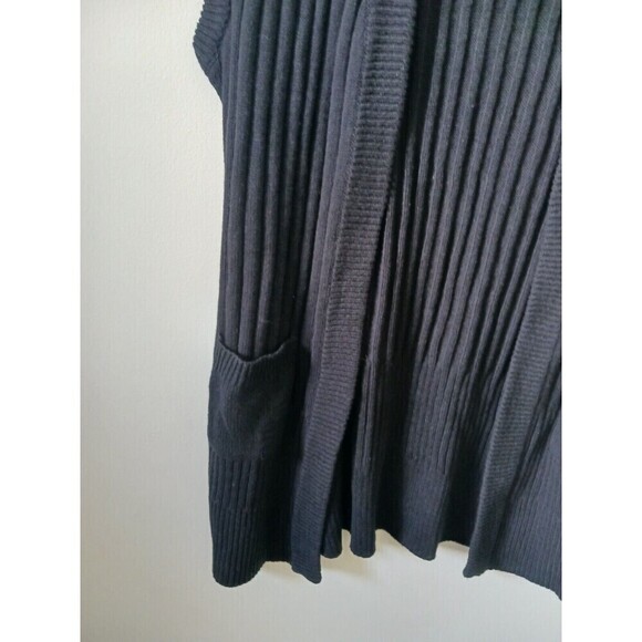 NWT Croft & Barrow Petite Cardigan Vest Knit Open Front Black Size M - Picture 5 of 5